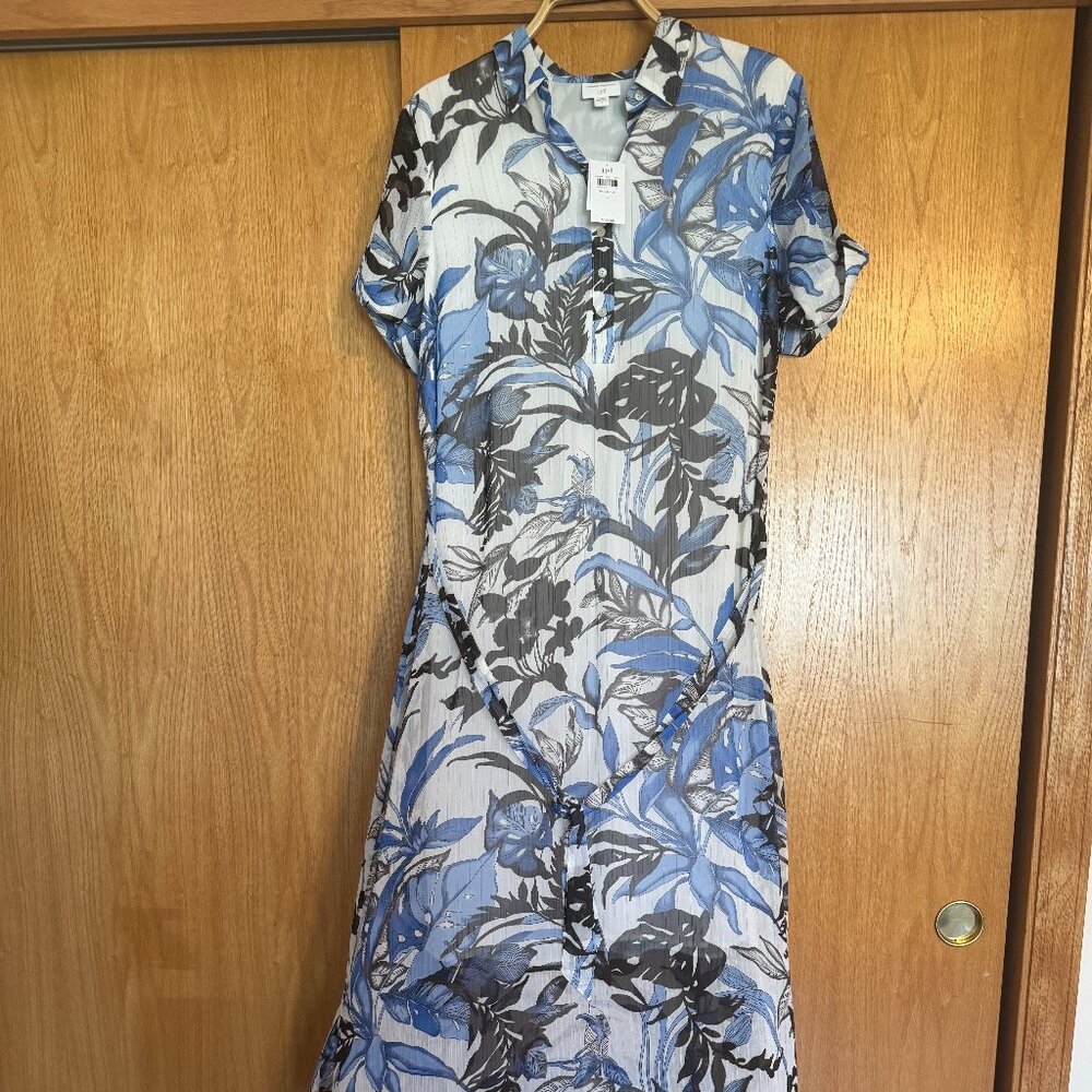 NWT J JILL BLUE AND WHITE DRESS SIZE LARGE